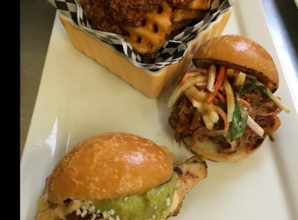 Chicken Avocado slider, Pulled Pork slider with Waffle fries