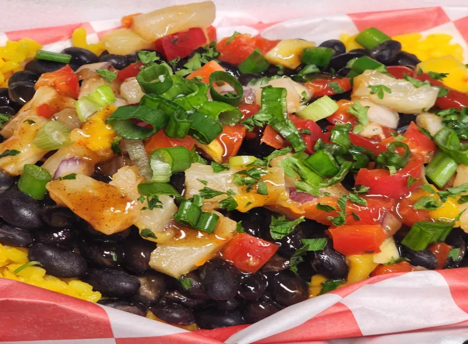 Side Item: Rasta Rice, black beans and tropical pico de gallo