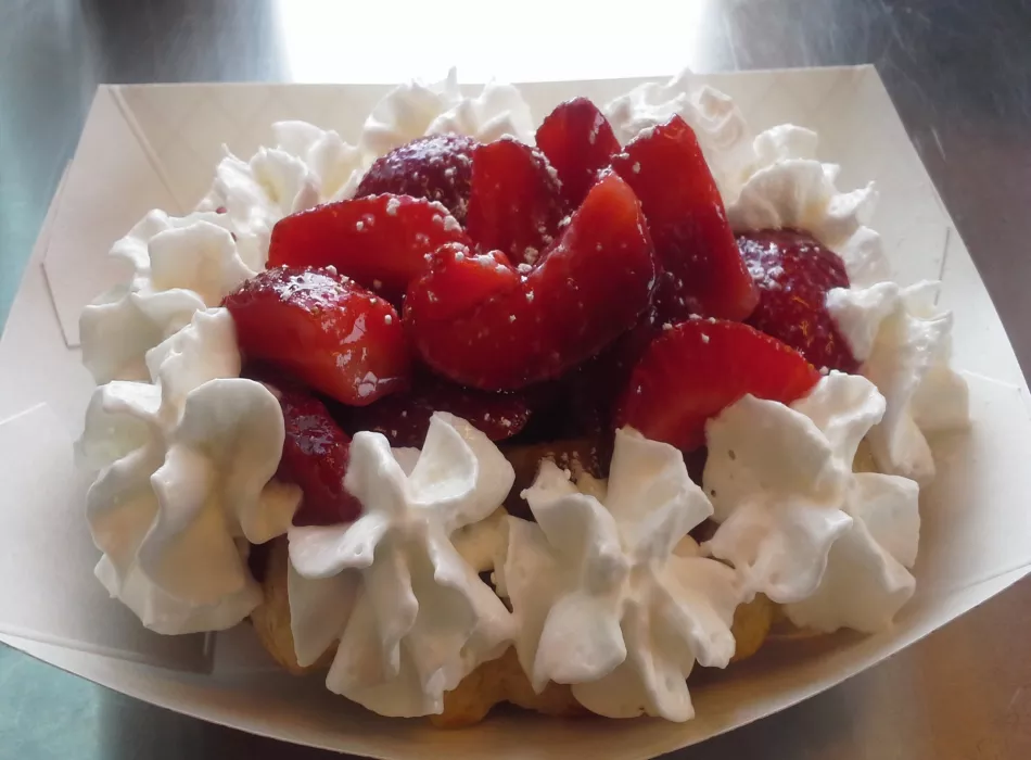 Strawbwaffle: Sweet Waffle, Fresh Strawberries and Whipped Cream