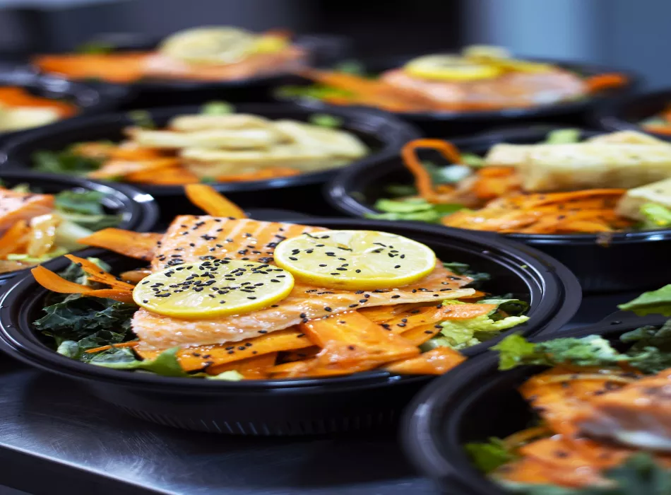 Glazed Salmon Salad w/ Korean Pickled Carrots