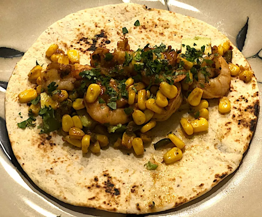 Chili Lime Shrimp and corn taco