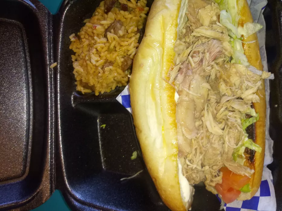 Creole Chicken Poboy w/dirty rice