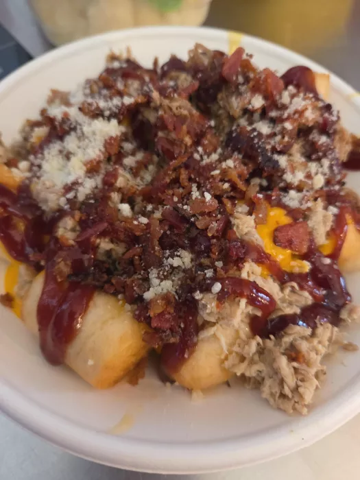 Deep Fried Bread Stick Bites With Mother Cluckin PIG Toppings