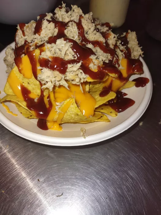 Fresh Fried Corn Chips with BBQ Chicken Toppings!