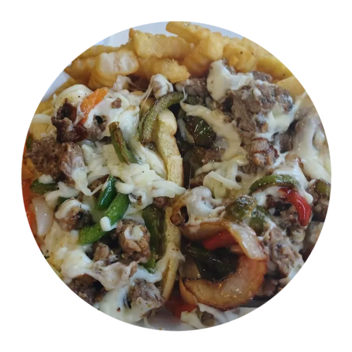 Steak Philly with seasoned fries