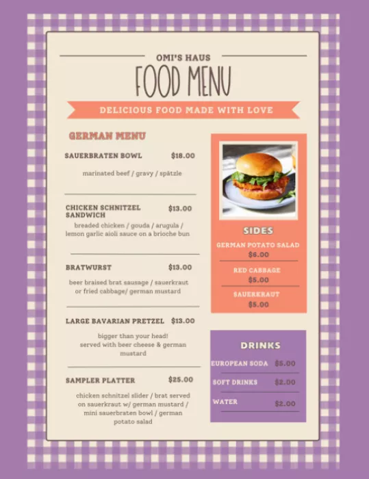 Omi's Haus Menu